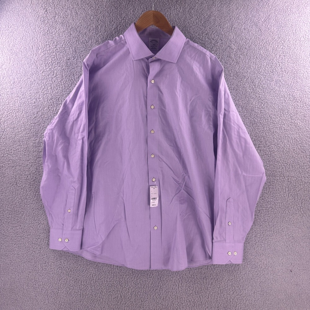 NWT Brooks Brothers 1818 Regent Fit Dress Shirt Purple Herringbone 17.5 36/37 XL
